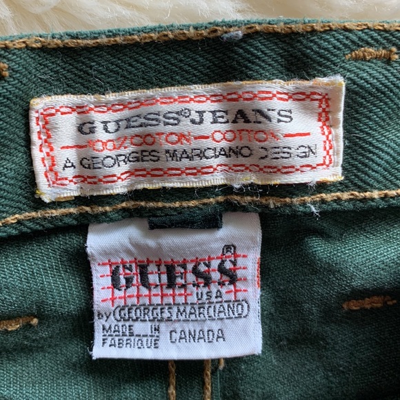 GUESS vintage 90s High rise high waist GREEN skinny denim jeans 25 waist - Picture 3 of 16